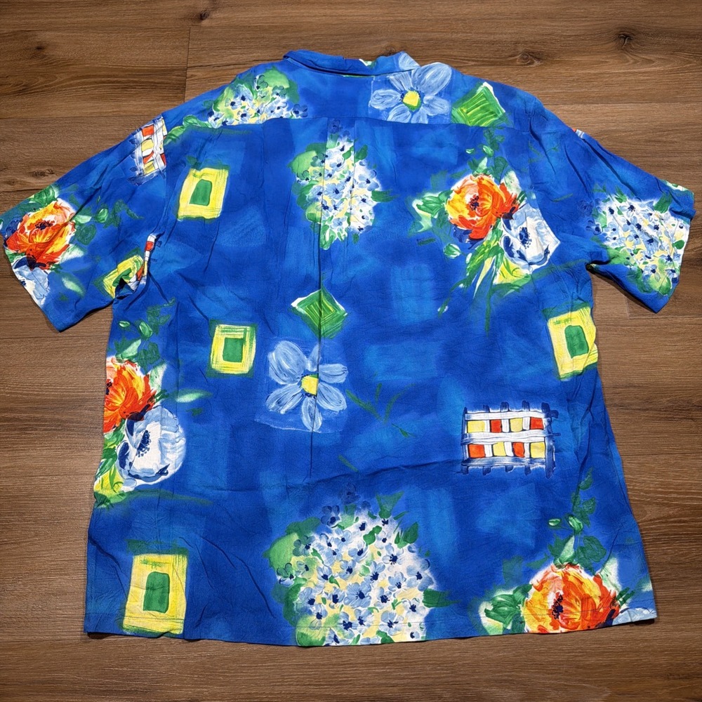 JAMS WORLD Men's XL Hawaiian Button Shirt "Bludrangea" Floral Blue 100% Rayon - Picture 11 of 11